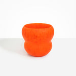 Dinosaur Designs Large Honeypot Vase in Tangerine — handcrafted marbled orange and clear resin vase with wide opening and rounded stacked bubble silhouette...