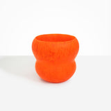 Dinosaur Designs Large Honeypot Vase in Tangerine — handcrafted marbled orange and clear resin vase with wide opening and rounded stacked bubble silhouette...