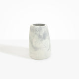Dinosaur Designs Large Pebble Vase in Cloud — handcrafted marbled cream and grey resin vase with smooth rounded pebble form and narrow opening.