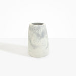Dinosaur Designs Large Pebble Vase in Cloud — handcrafted marbled cream and grey resin vase with smooth rounded pebble form and narrow opening..