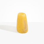 Dinosaur Designs Large Pebble Vase in Pollen — handcrafted marbled yellow and transparent resin vase with smooth rounded pebble form and narrow opening.