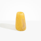 Dinosaur Designs Large Pebble Vase in Pollen — handcrafted marbled yellow and transparent resin vase with smooth rounded pebble form and narrow opening.