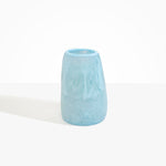 Dinosaur Designs Large Pebble Vase in Pool — handcrafted marbled blue and transparent resin vase with smooth rounded pebble form and narrow opening..