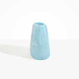 Dinosaur Designs Large Pebble Vase in Pool — handcrafted marbled blue and transparent resin vase with smooth rounded pebble form and narrow opening..