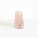 Dinosaur Designs Large Pebble Vase in Rose Swirl — handcrafted marbled pink and transparent resin vase with smooth rounded pebble form and narrow opening..