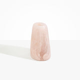 Dinosaur Designs Large Pebble Vase in Rose Swirl — handcrafted marbled pink and transparent resin vase with smooth rounded pebble form and narrow opening..