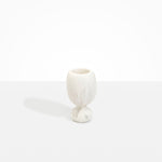 Dinosaur Designs Small Rockpool Vase in Chalk Swirl — handcrafted marbled off-white resin vase with rounded bulbous body and small spherical pedestal base