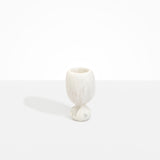 Dinosaur Designs Small Rockpool Vase in Chalk Swirl — handcrafted marbled off-white resin vase with rounded bulbous body and small spherical pedestal base