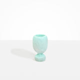 Dinosaur Designs Small Rockpool Vase in Mint — handcrafted marbled mint blue resin vase with rounded bulbous body and small spherical pedestal base