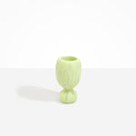 Dinosaur Designs Small Rockpool Vase in Pistachio — handcrafted marbled pastel green resin vase with rounded bulbous body and small spherical pedestal base