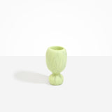 Dinosaur Designs Small Rockpool Vase in Pistachio — handcrafted marbled pastel green resin vase with rounded bulbous body and small spherical pedestal base