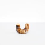 Dinosaur Designs Mini Branch Vase in Light Horn —  marbled brown and cream resin decorative vase with chunky U-shaped arch form and twin openings