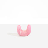 Dinosaur Designs Mini Branch Vase in Shell Pink —  marbled pink resin decorative vase with chunky U-shaped arch form and twin openings