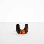 Dinosaur Designs Mini Branch Vase in Tortoise —  marbled black and brown resin decorative vase with chunky U-shaped arch form and twin openings