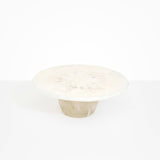 Dinosaur Designs Temple cake stand and plate in chalk swirl cream colour resin