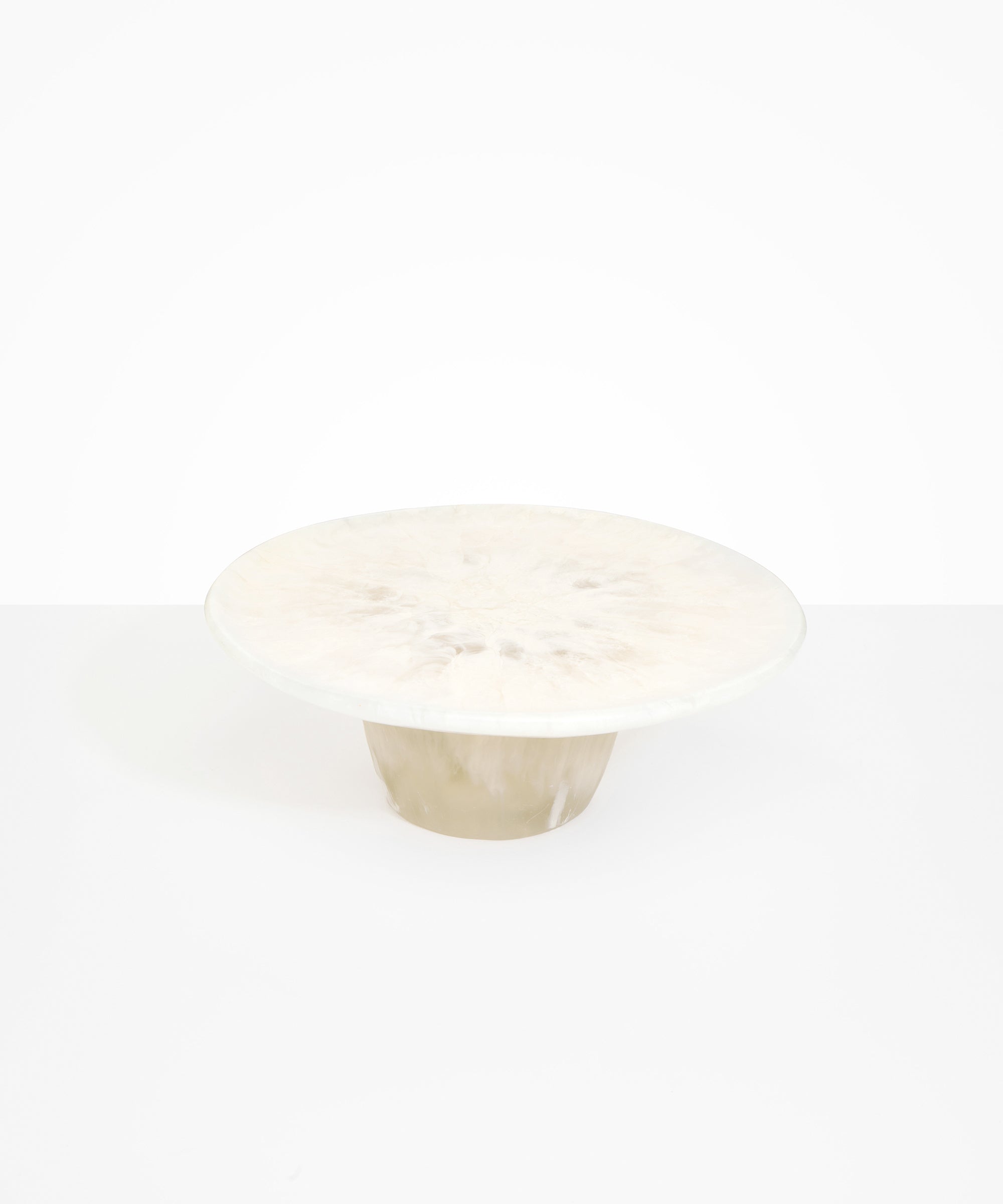 Dinosaur Designs Temple cake stand and plate in chalk swirl cream colour resin