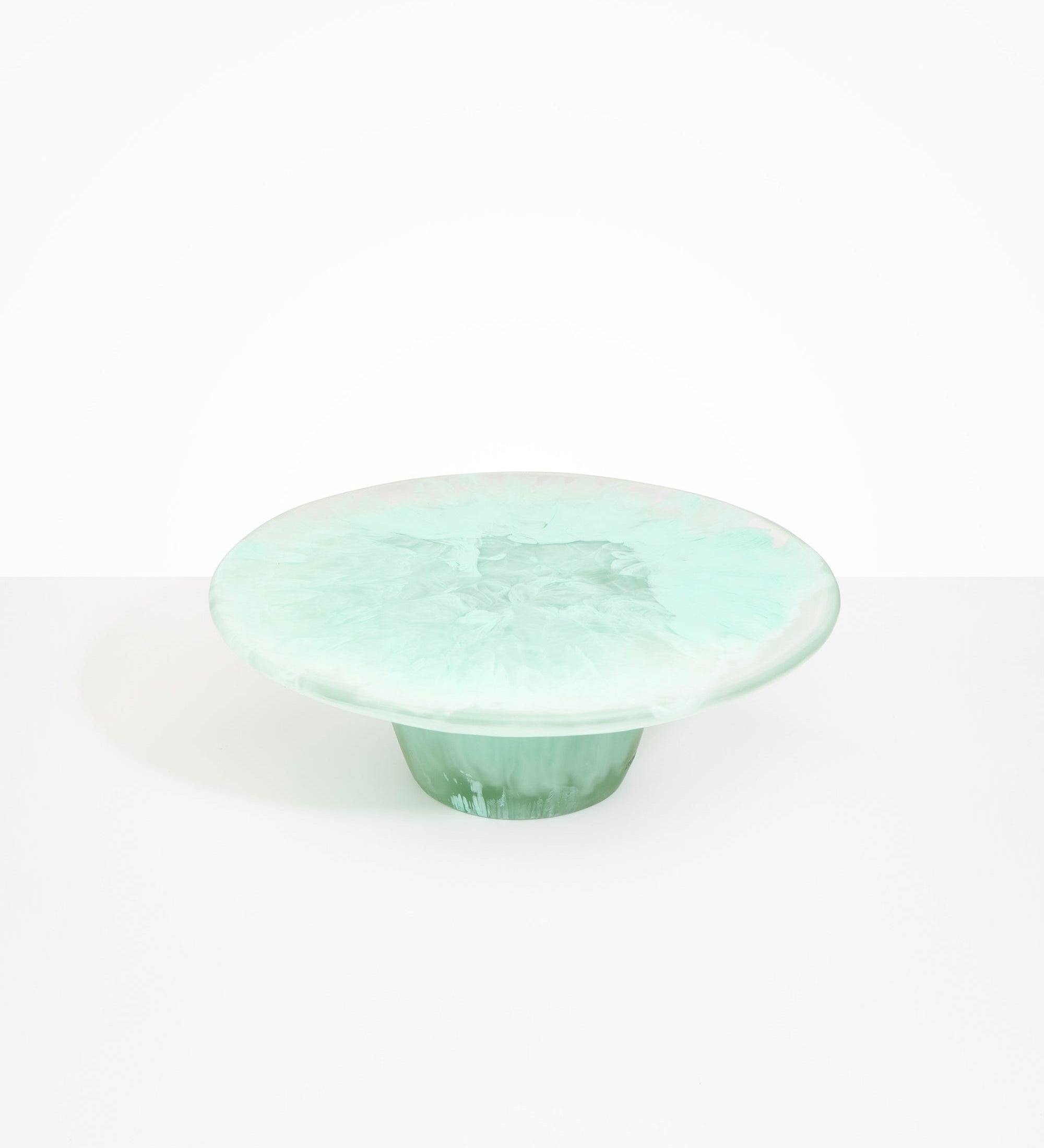 Dinosaur Designs Temple cake stand and plate in mint green colour resin