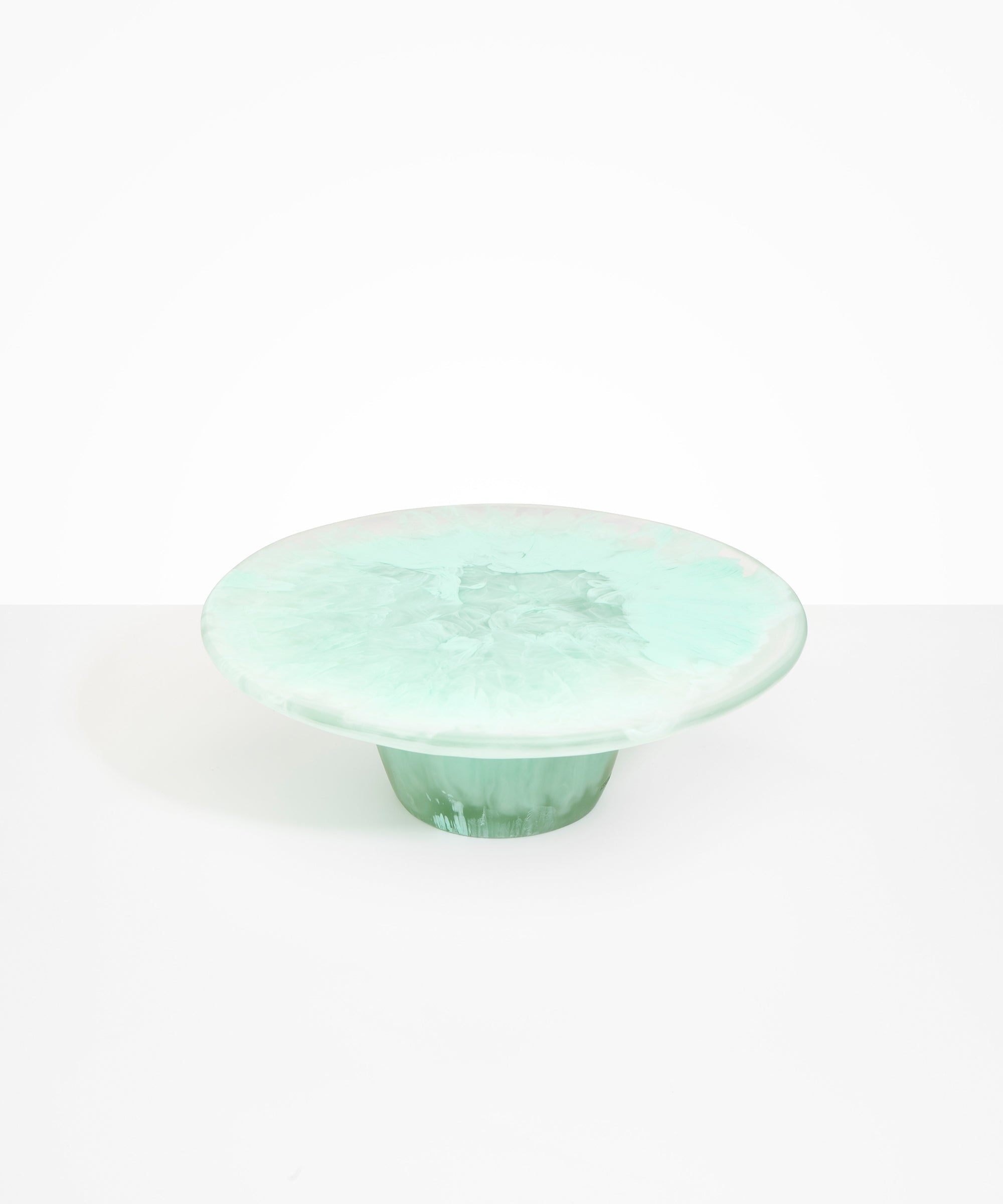 Dinosaur Designs Temple cake stand and plate in mint green colour resin