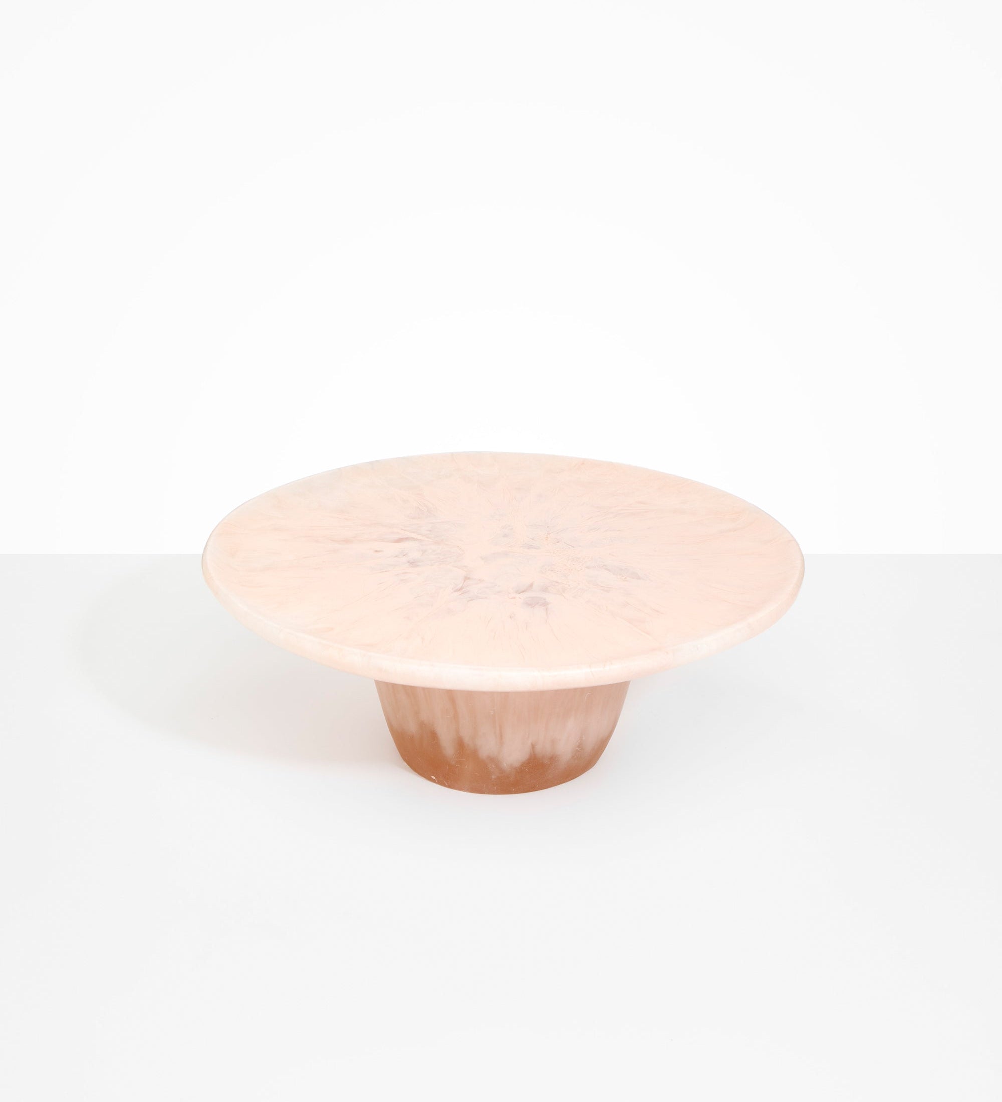 Dinosaur Designs Temple cake stand and plate in rose swirl pink colour resin