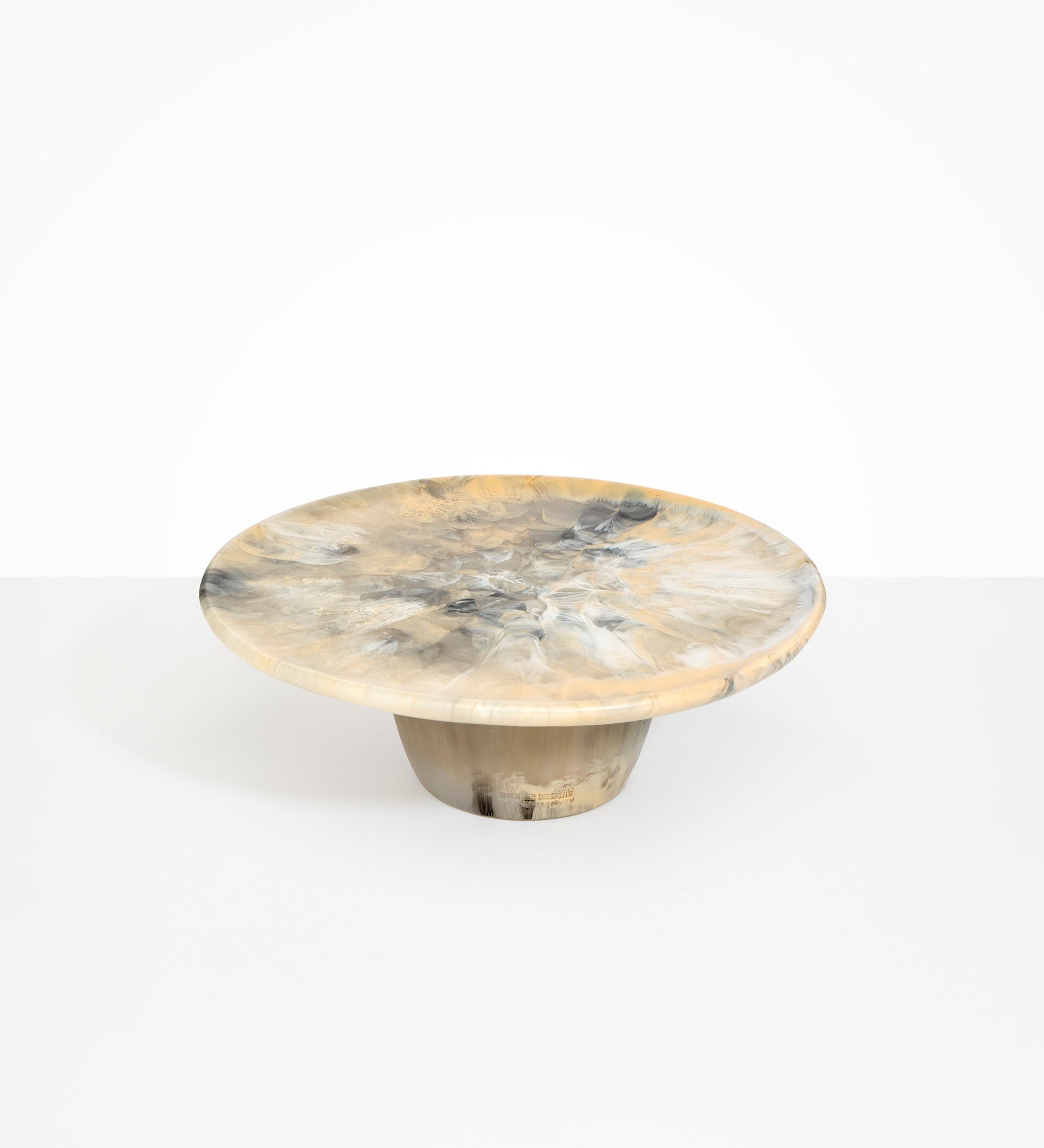 Dinosaur Designs Temple cake stand and plate in sandy pearl beige colour resin