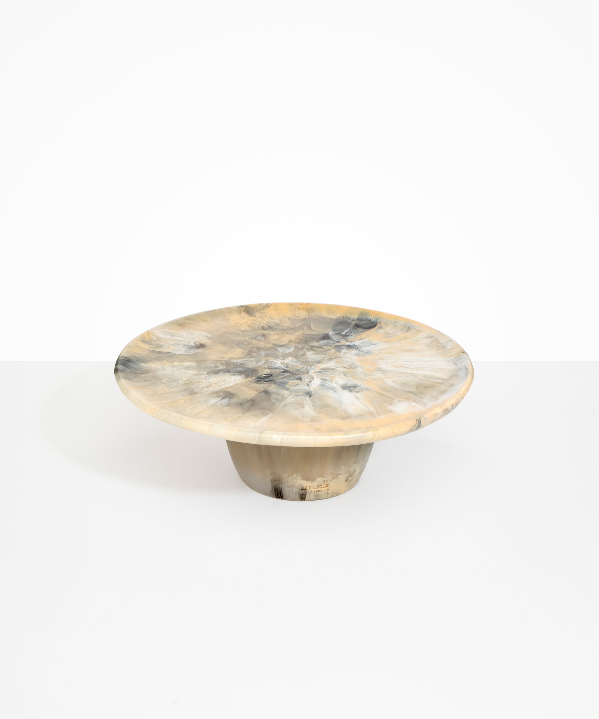 Dinosaur Designs Temple cake stand and plate in sandy pearl beige colour resin