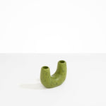 Dinosaur Designs Mini Branch Vase in Olive —  marbled green resin decorative vase with chunky U-shaped arch form and twin openings