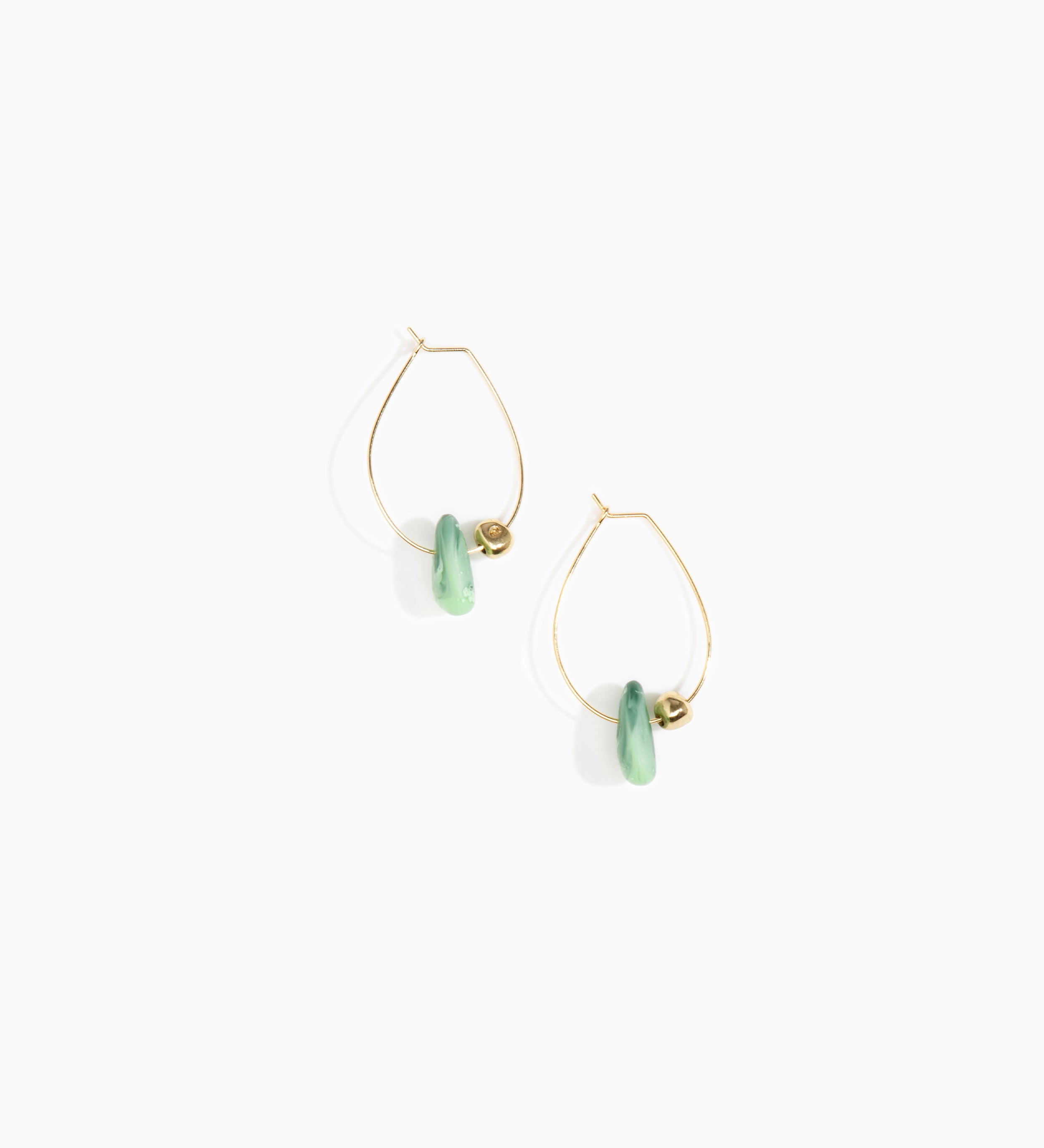 Dinosaur Designs Joie De Vivre Hoop Earrings Earrings in Moss Colour resin with Gold-Filled Material