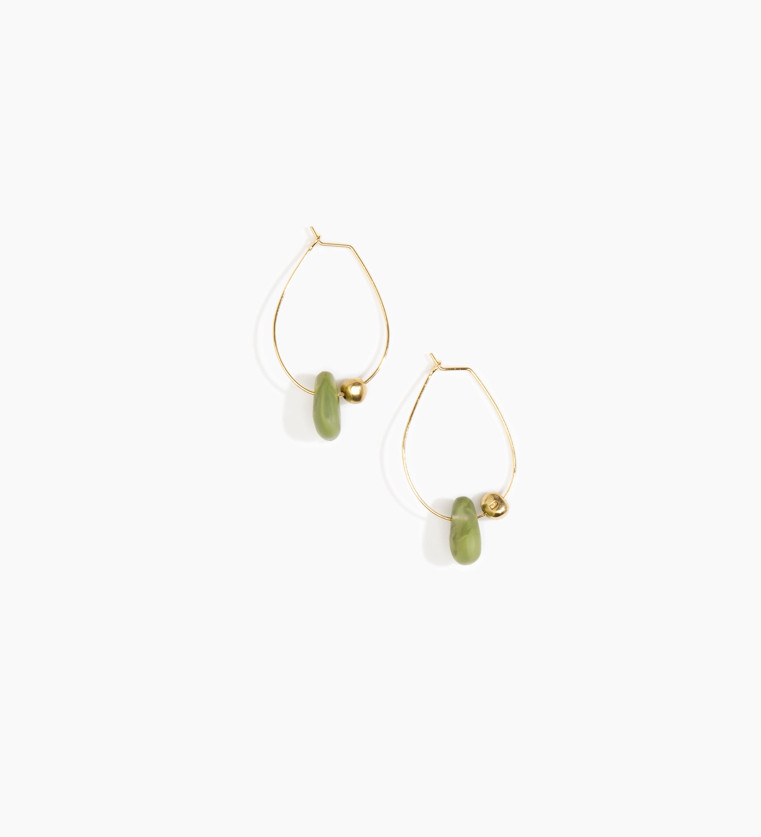 Dinosaur Designs Joie De Vivre Hoop Earrings Earrings in Olive Colour resin with Gold-Filled Material