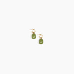 Dinosaur Designs Small River Rock Hoops Earrings in Olive Colour resin with Brass Hoop Material