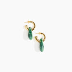 Dinosaur Designs Small Rock Hoop Earrings in Moss Colour resin with Brass Hoop Material