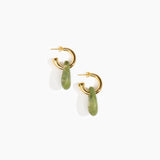 Dinosaur Designs Small Rock Hoop Earrings in Olive Colour resin with Brass Hoop Material.