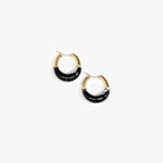 Dinosaur Designs Small Horn Hoop Earrings in Black Marble Colour resin with Nano-Coated Brass Material