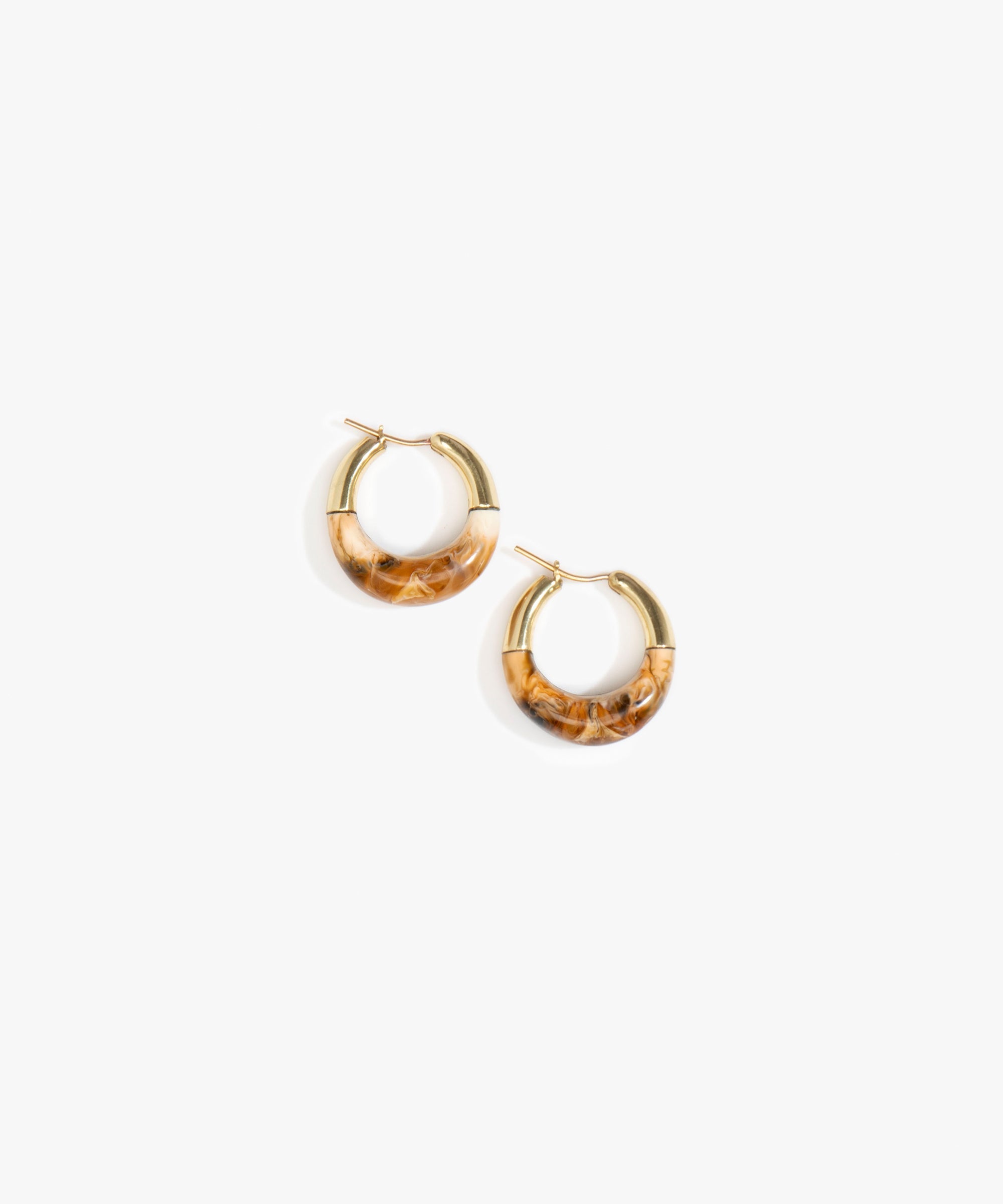 Dinosaur Designs Small Horn Hoop Earrings in Light Horn Colour resin with Nano-Coated Brass Material..