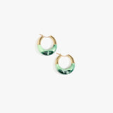Dinosaur Designs Small Horn Hoop Earrings in Moss Colour resin with Nano-Coated Brass Material