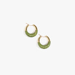 Dinosaur Designs Small Horn Hoop Earrings in Olive Colour resin with Nano-Coated Brass Material