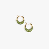 Dinosaur Designs Small Horn Hoop Earrings in Olive Colour resin with Nano-Coated Brass Material