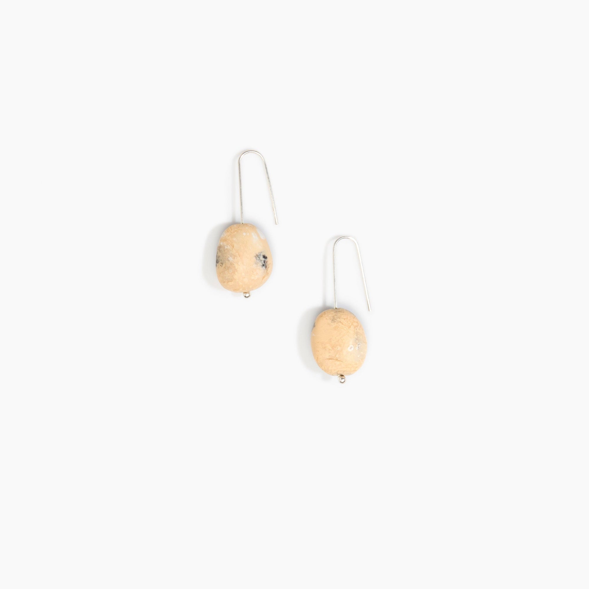 Dinosaur Designs Earth Wire Earrings in Sandy Pearl Colour resin with 925 Sterling Silver Material.