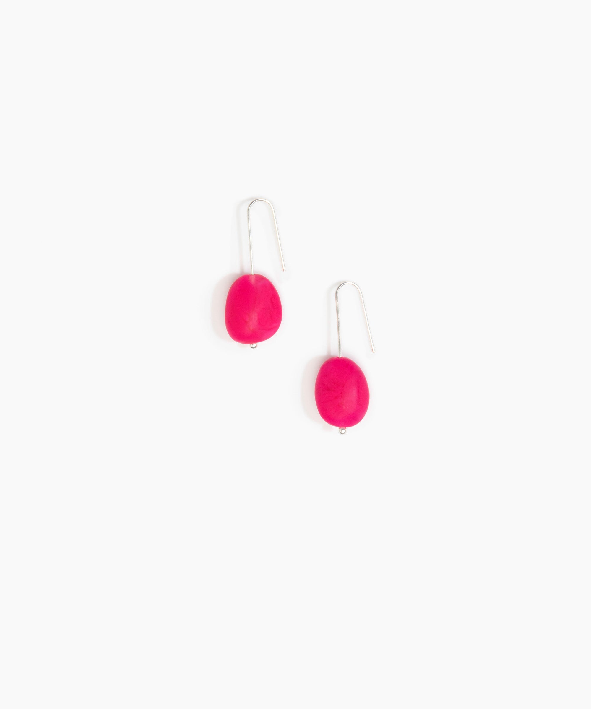 Dinosaur Designs Earth Wire Earrings in Flamingo Colour resin with 925 Sterling Silver Material