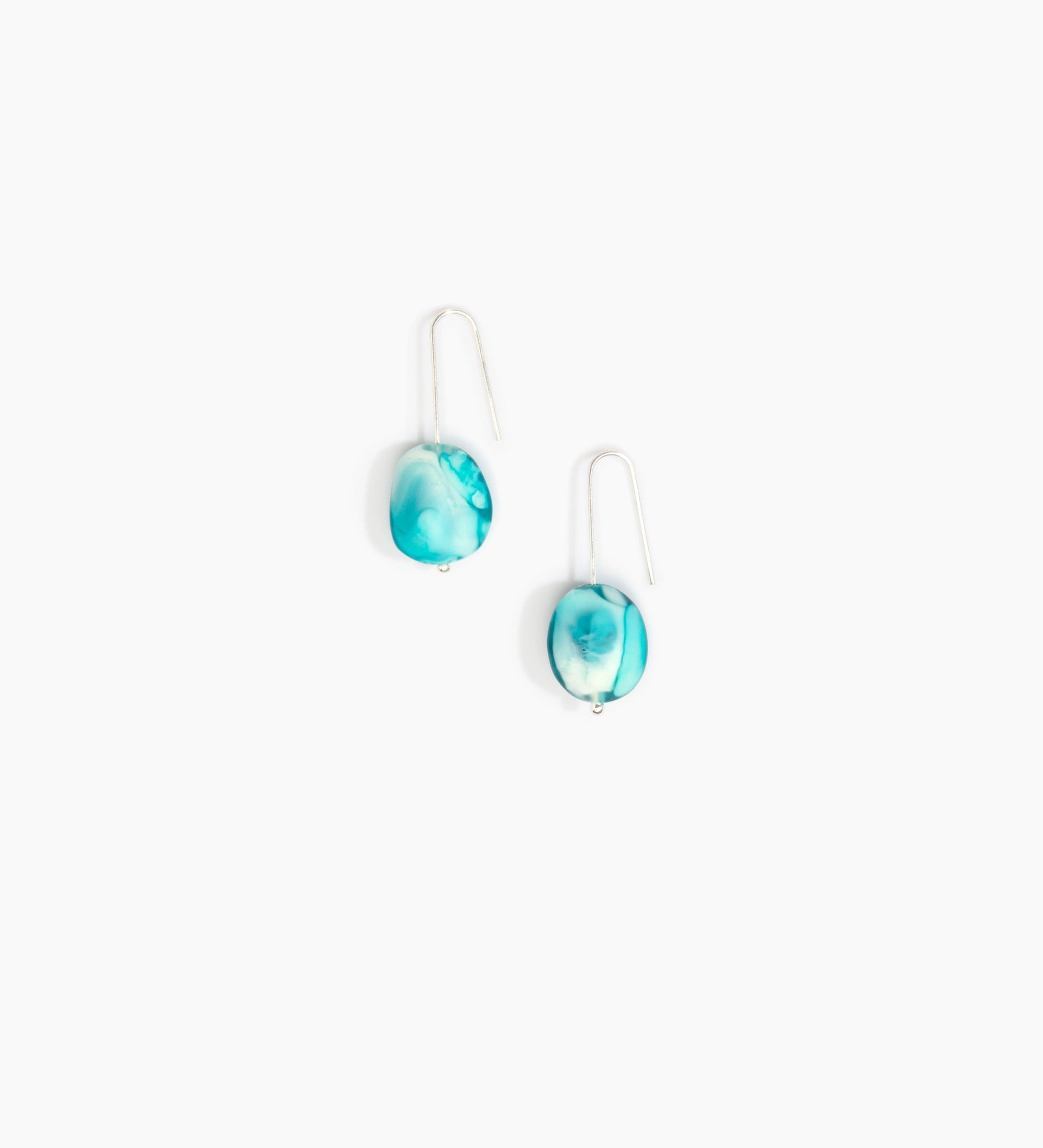 Dinosaur Designs Earth Wire Earrings Earrings in Lagoon Colour resin with 925 Sterling Silver Material