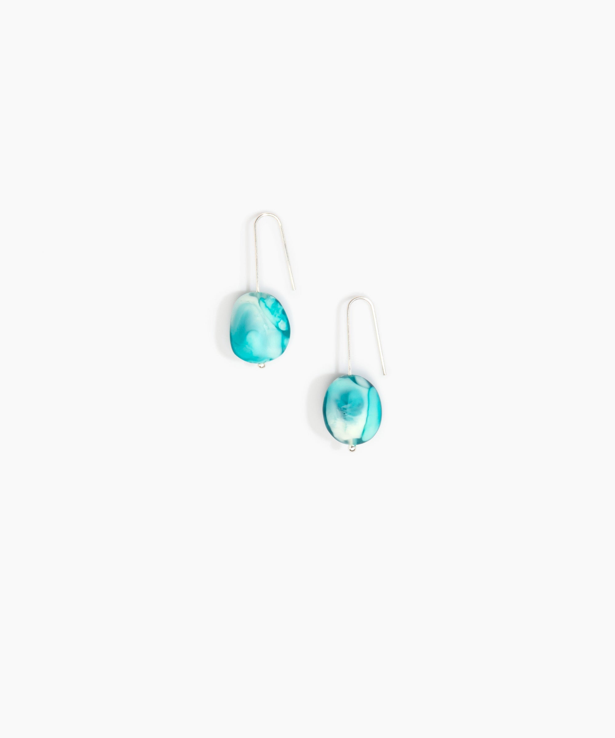 Dinosaur Designs Earth Wire Earrings in Lagoon Colour resin with 925 Sterling Silver Material..