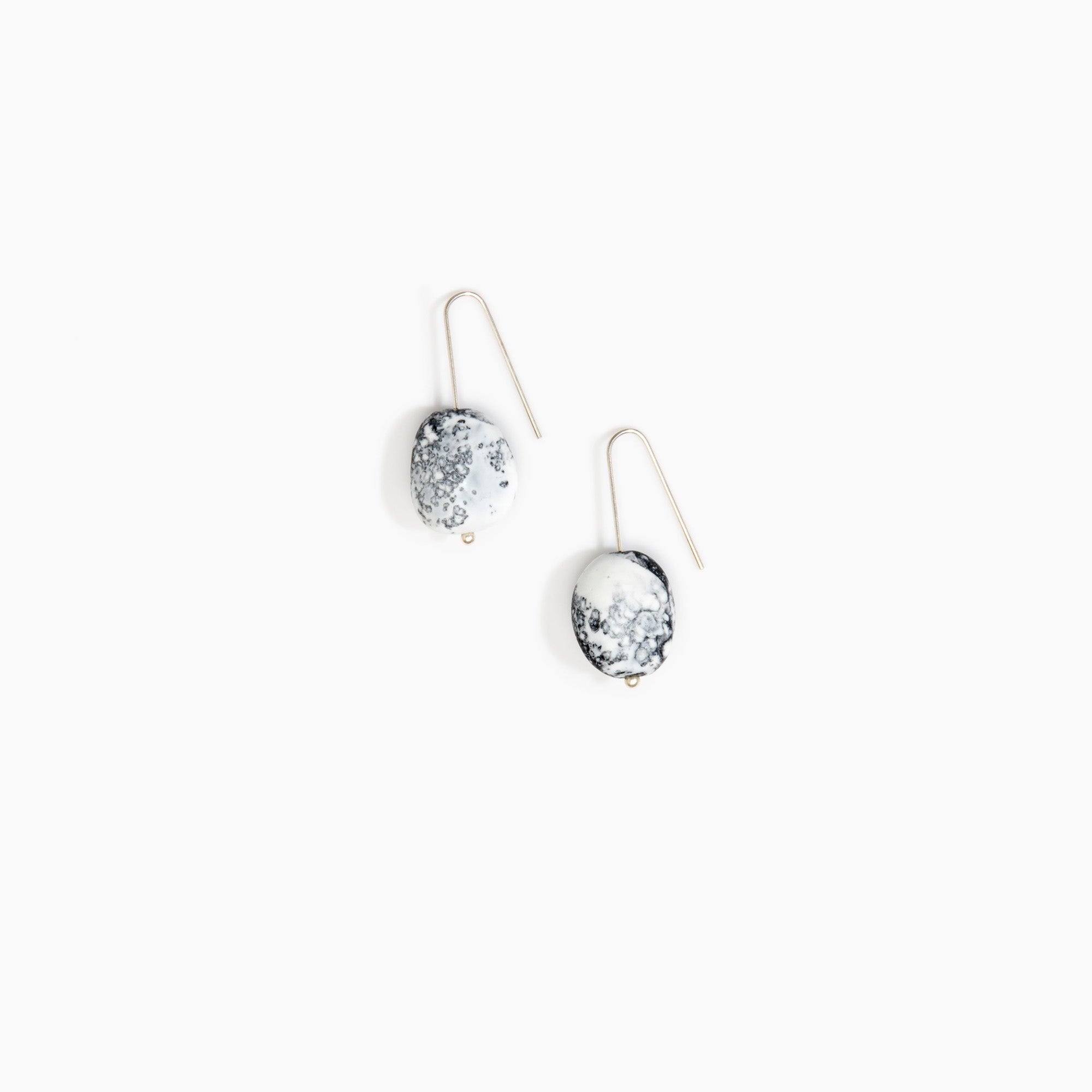 Dinosaur Designs Earth Wire Earrings in White Marble Colour resin with 925 Sterling Silver Material.