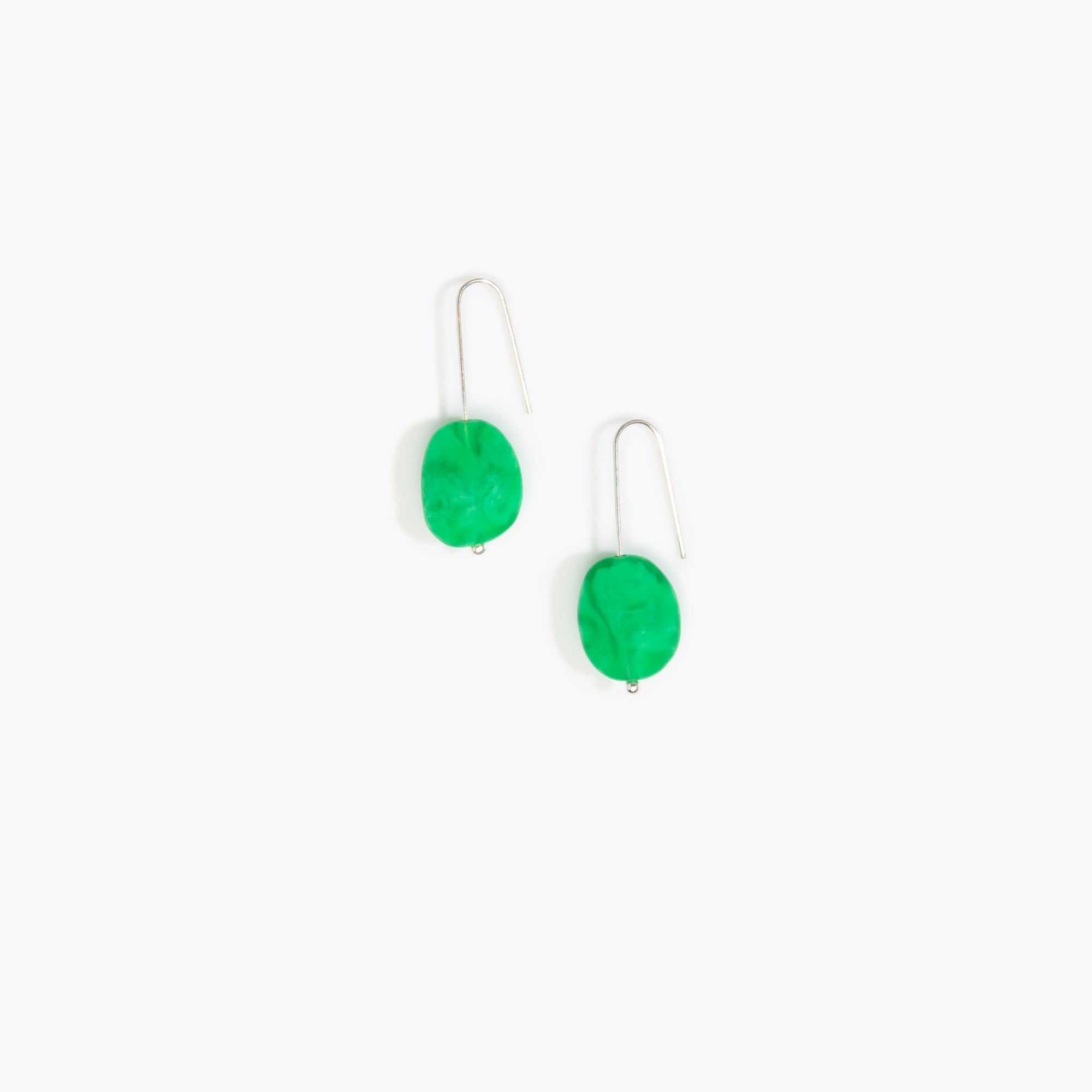 Dinosaur Designs Earth Wire Earrings in Leaf Colour resin with 925 Sterling Silver Material.