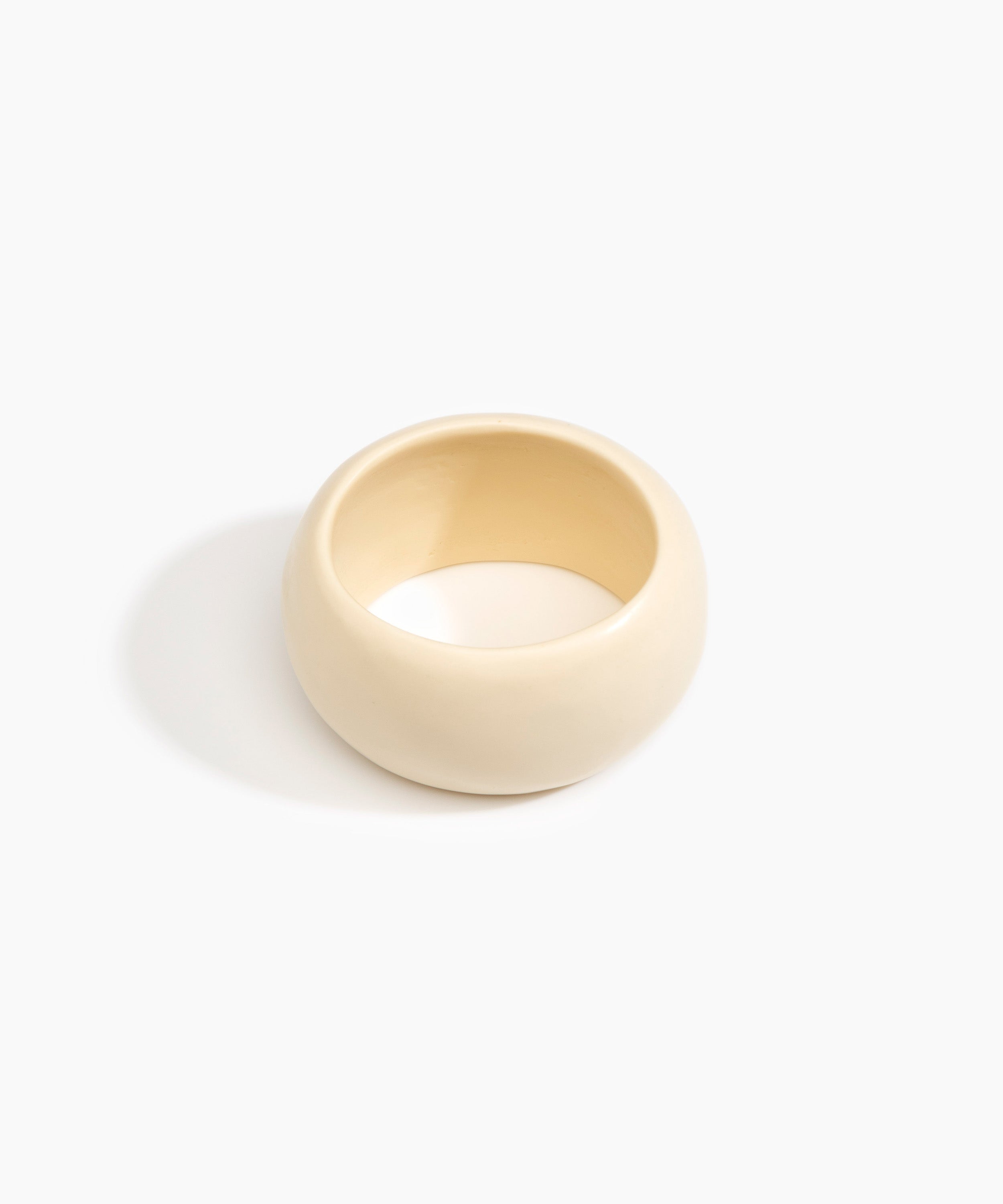 Dinosaur Designs Large Organic Oval Bangle Bracelets in Cream Colour resin with Wide Fit