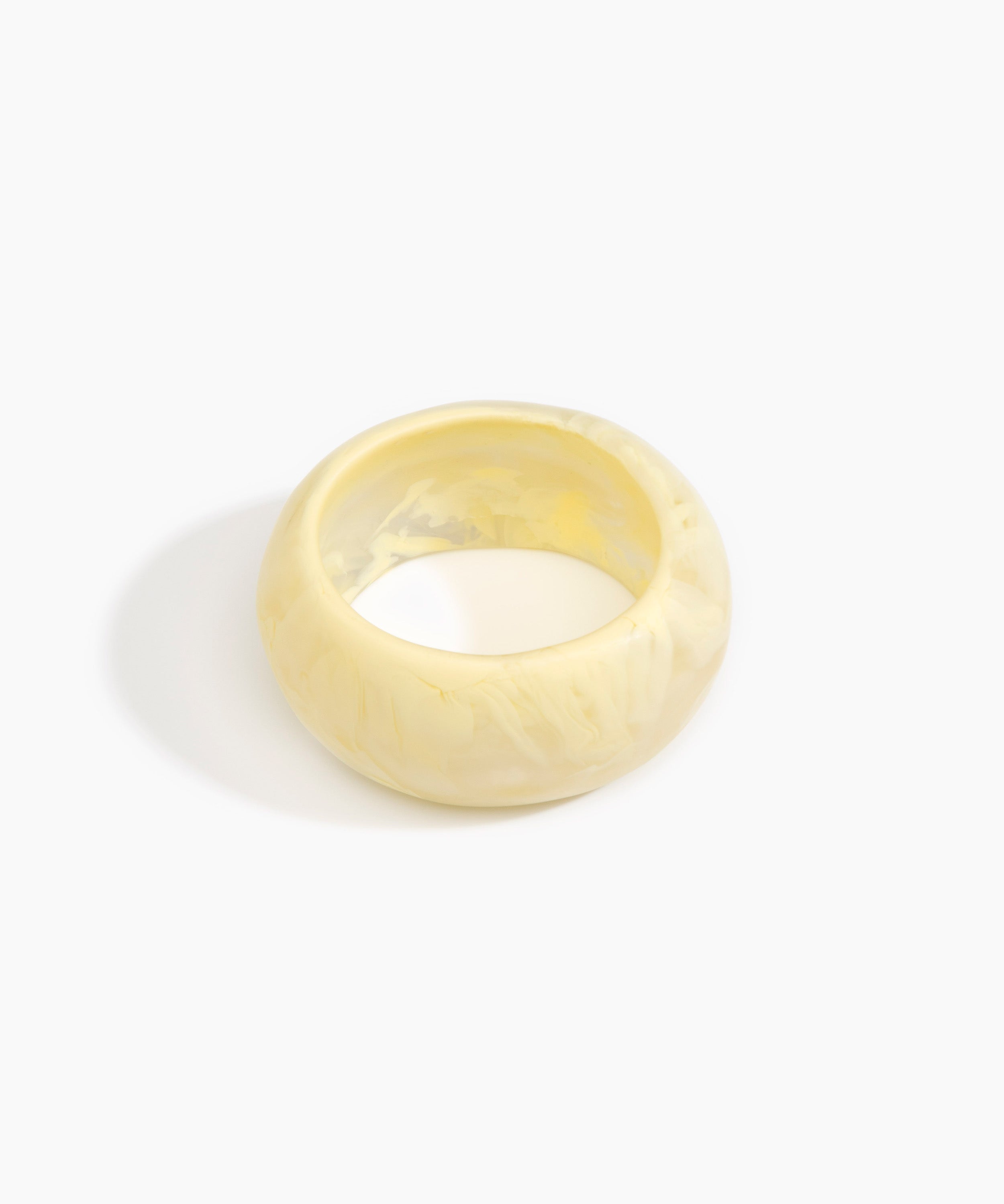 Dinosaur Designs Large Organic Oval Bangle Bracelets in Lemon Colour resin with Wide Fit