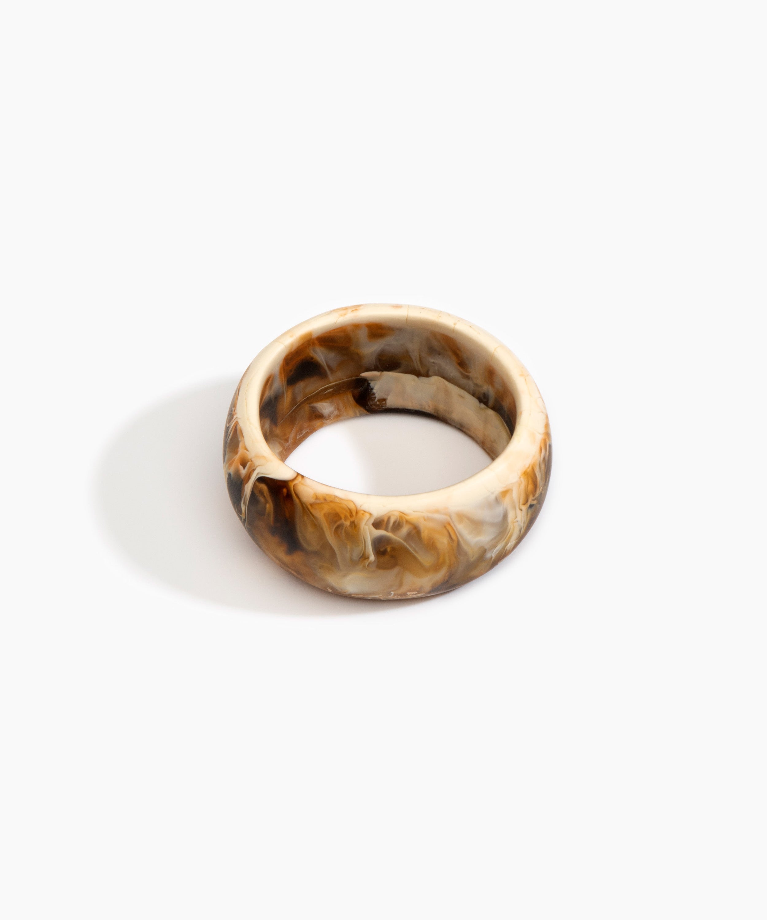 Dinosaur Designs Large Organic Oval Bangle Bracelets in Light Horn Colour resin with Wide Fit