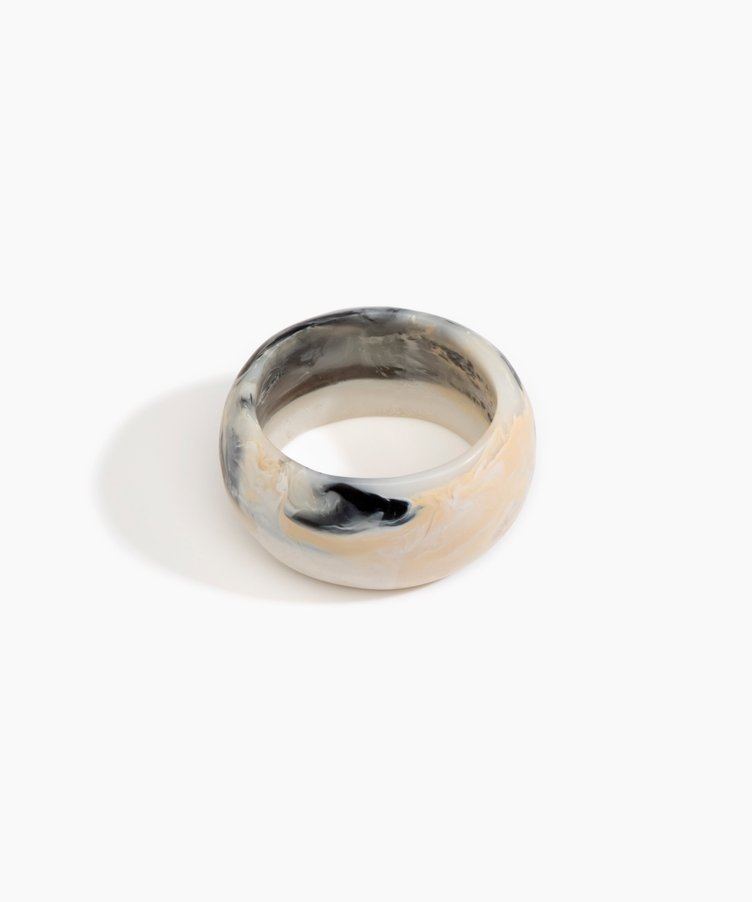 Dinosaur Designs Large Organic Oval Bangle Bracelets in Sandy Pearl Colour resin with Wide Fit