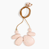 Dinosaur Designs Riverstone Choker Necklaces in Rose Swirl Colour resin with Brass Bead on Tan Leather Material