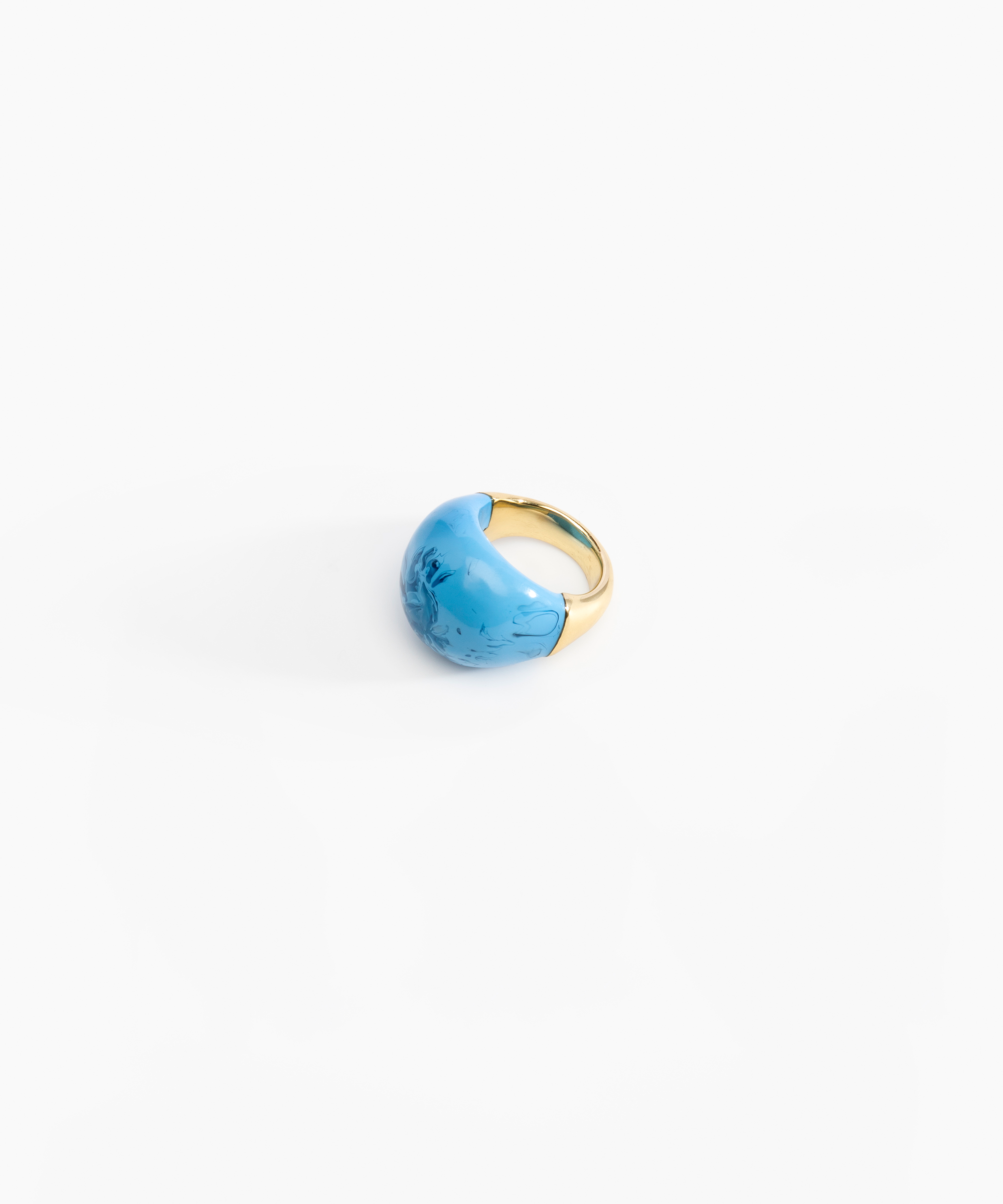 Dinosaur Designs Large Horn Ring in Sky Colour resin with Nano-Coated Brass Material