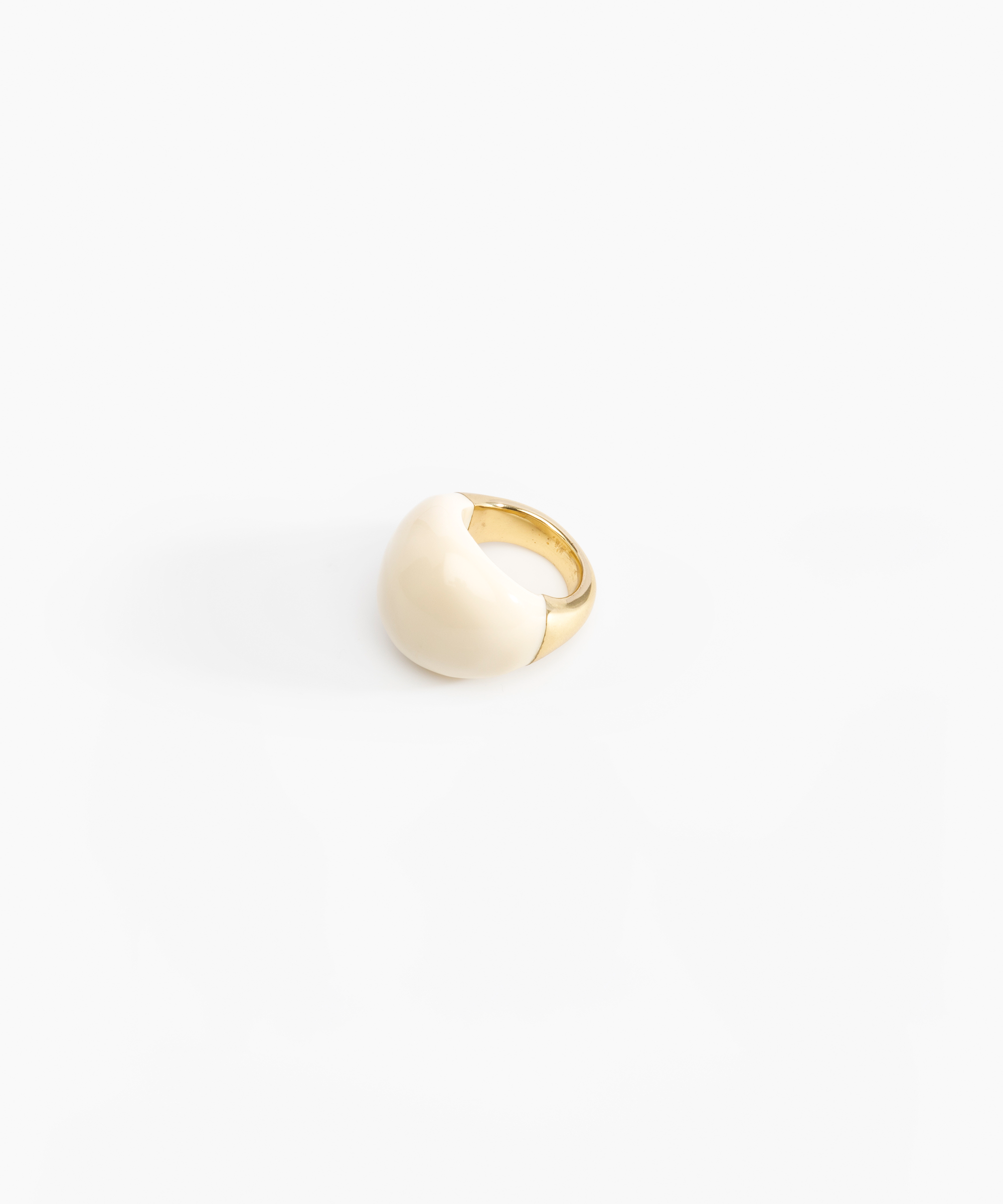 Dinosaur Designs Large Horn Ring in Cream Colour resin with Nano-Coated Brass Material