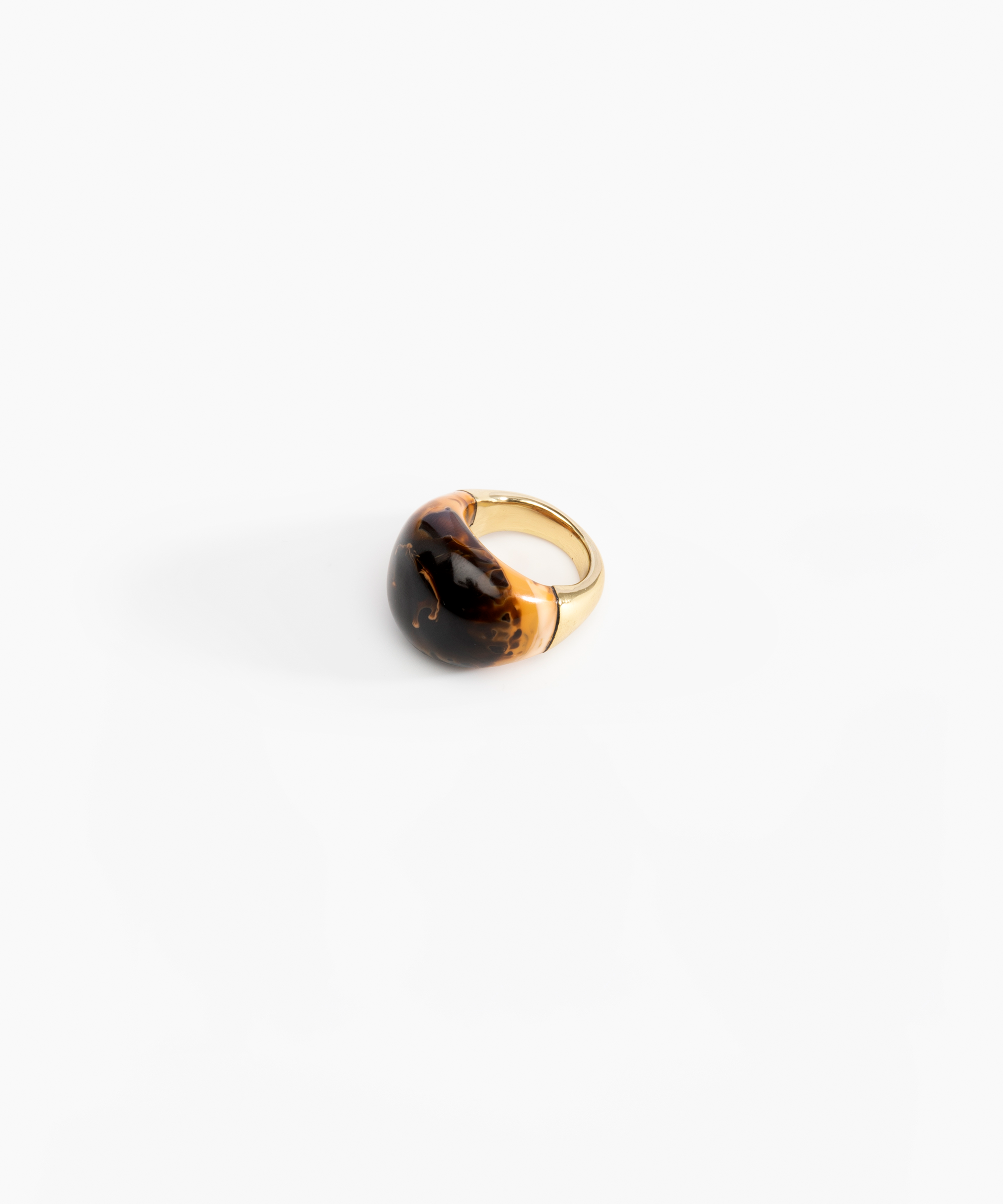 Dinosaur Designs Large Horn Ring Rings in Dark Horn Colour resin with Nano-Coated Brass Material